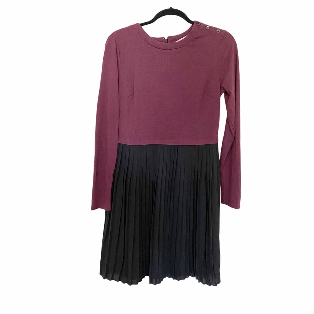 Loft Color Block Pleated Dress